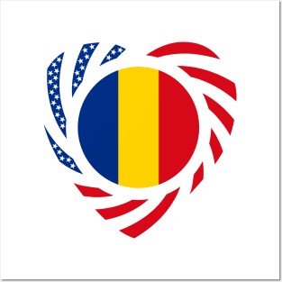 Romanian American Multinational Patriot Flag (Heart) Posters and Art